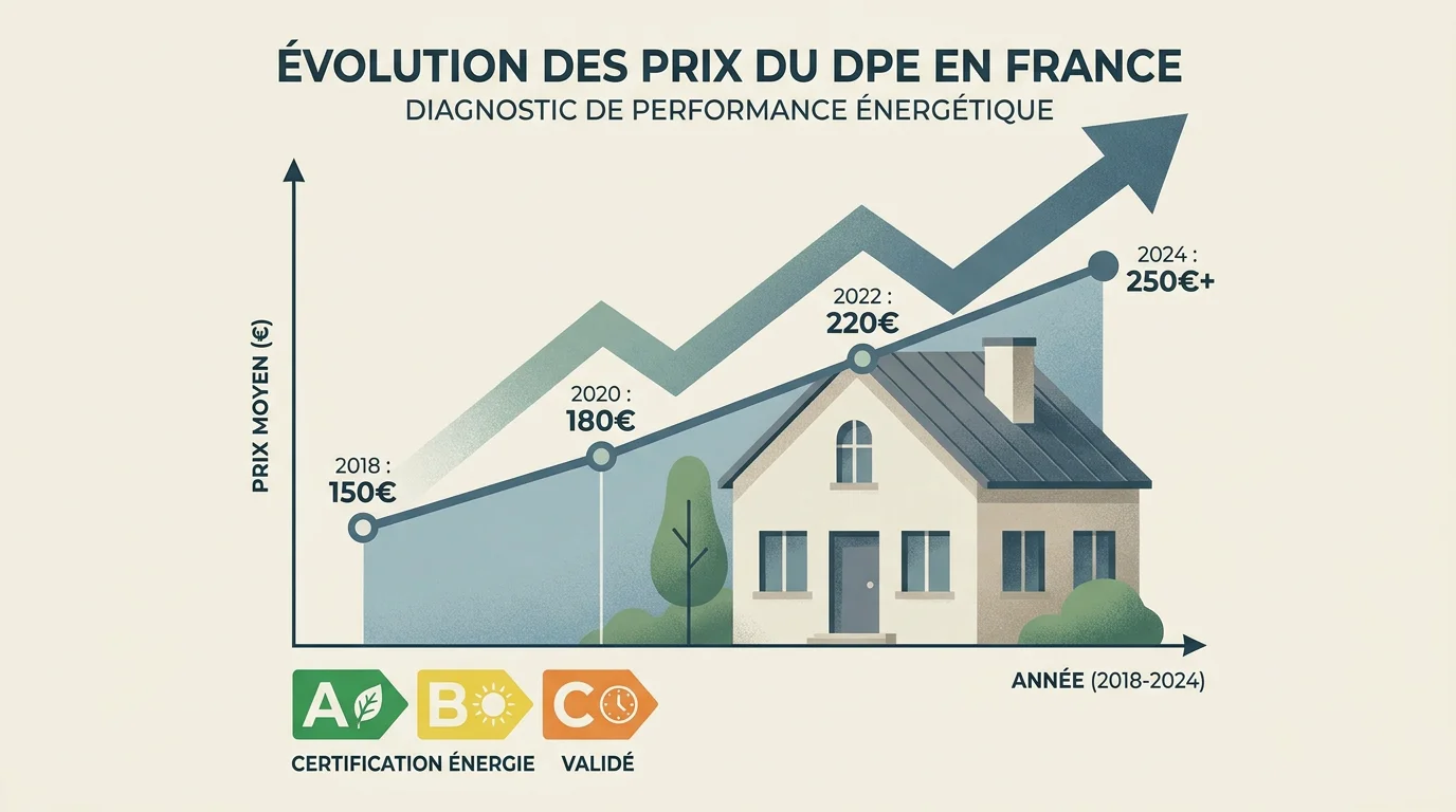 Graphique illustrant la hausse des prix du DPE pour les maisons individuelles en 2026
