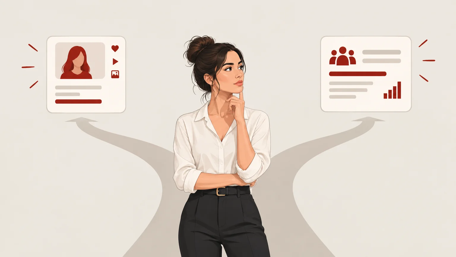Illustration éditoriale d’une créatrice comparant des plateformes de monétisation de contenu adulte