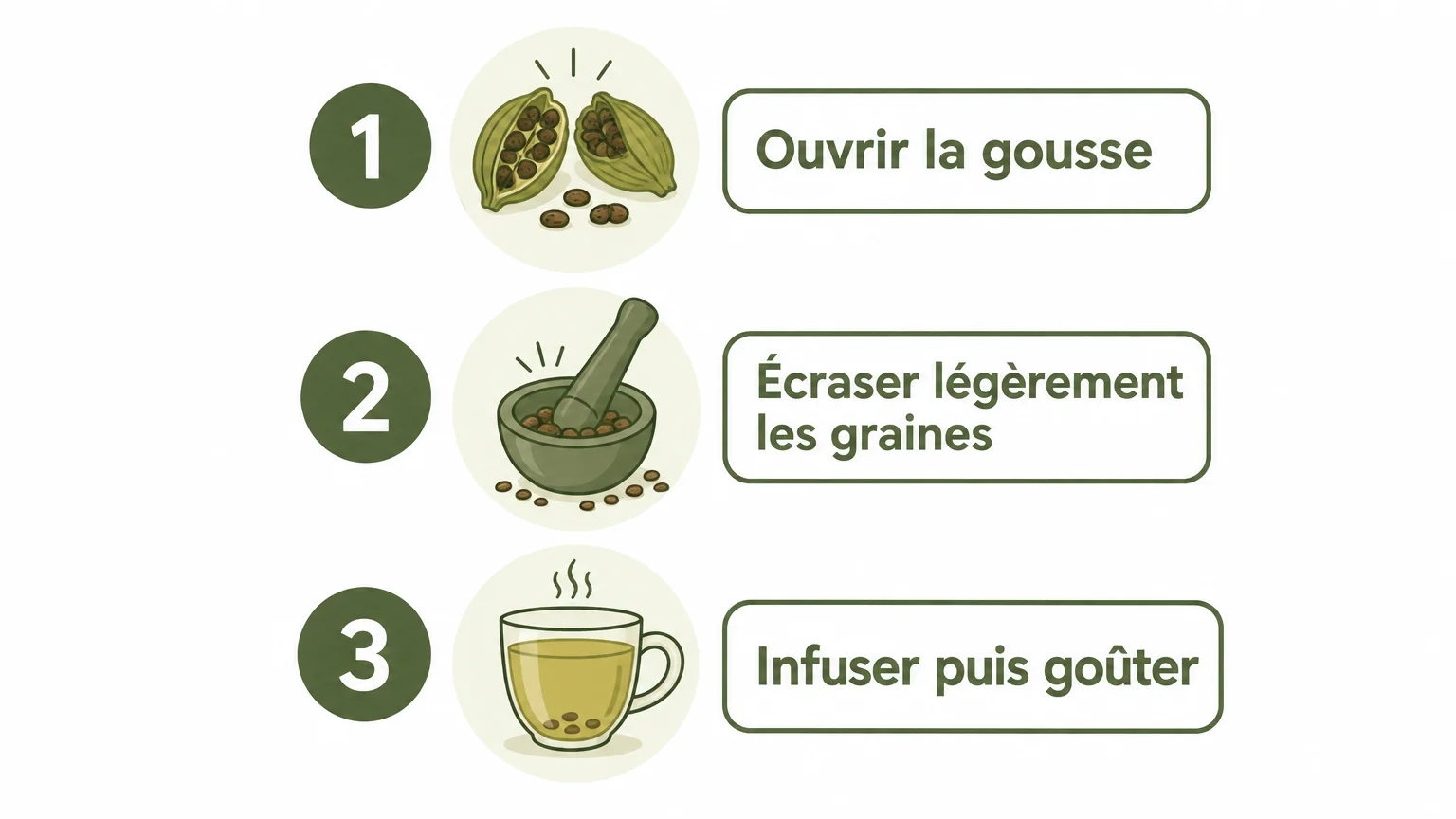 Trois étapes pour doser et infuser la cardamome dans le café