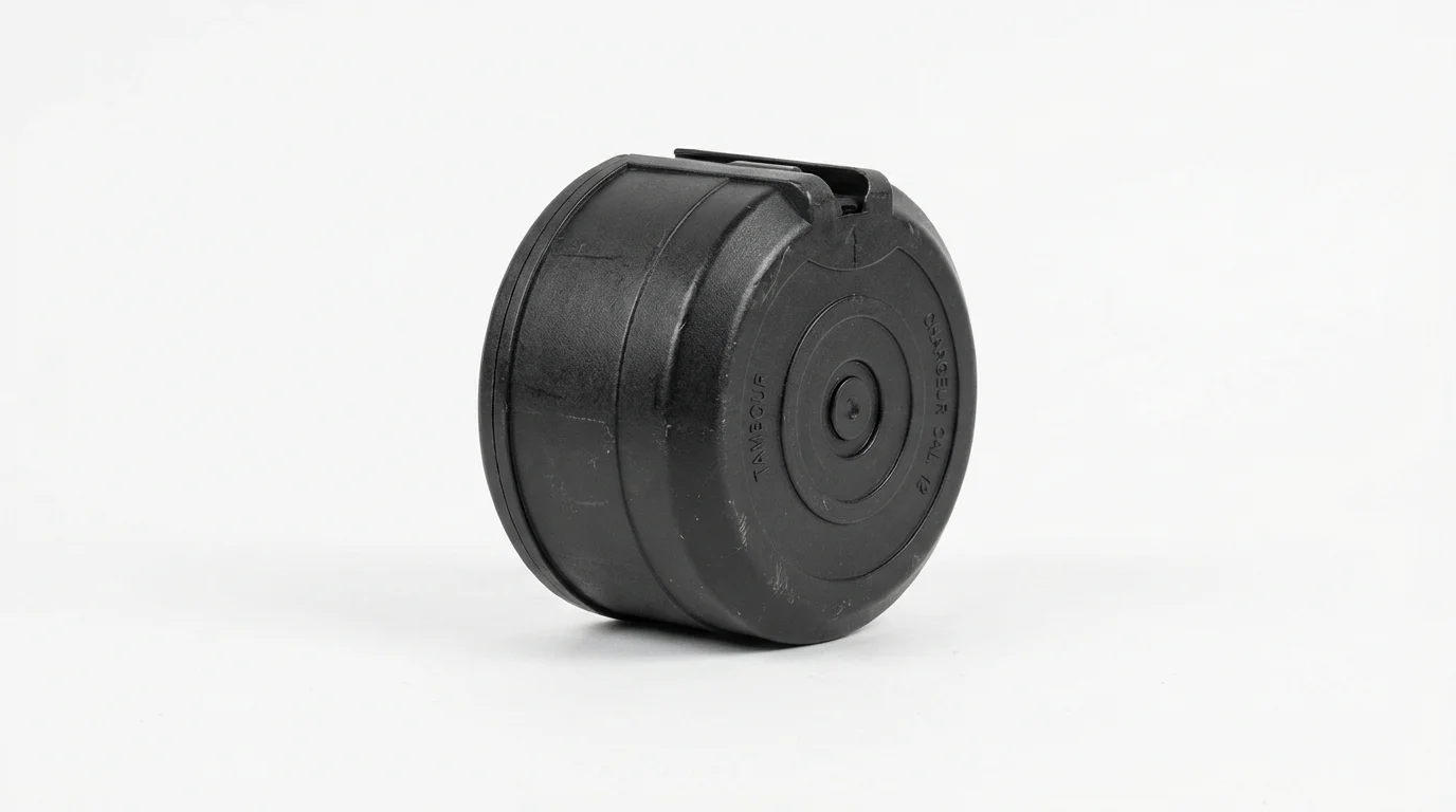 Chargeur camembert tambour en polymère noir pour fusil semi-automatique