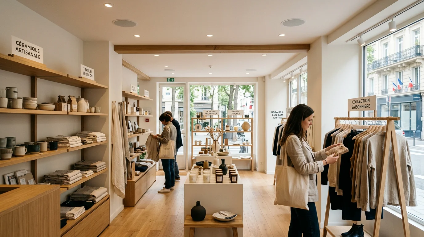Intérieur de commerce avec sonorisation d'ambiance discrète au plafond