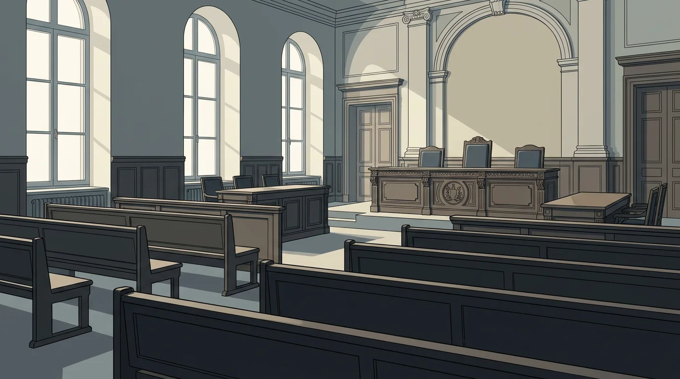 Salle d'audience vide d'une cour d'assises en France