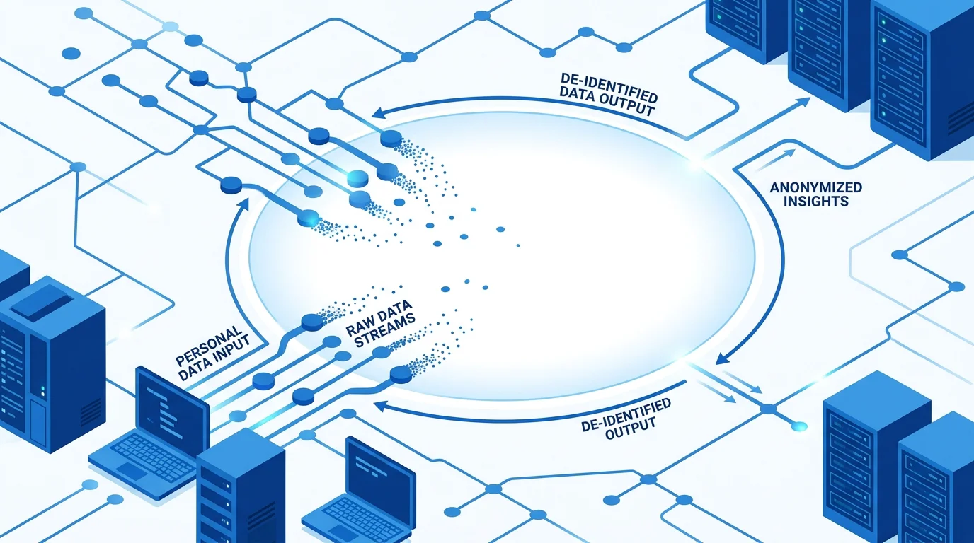 Diagram of an AI architecture routing around an intentionally empty personal data zone
