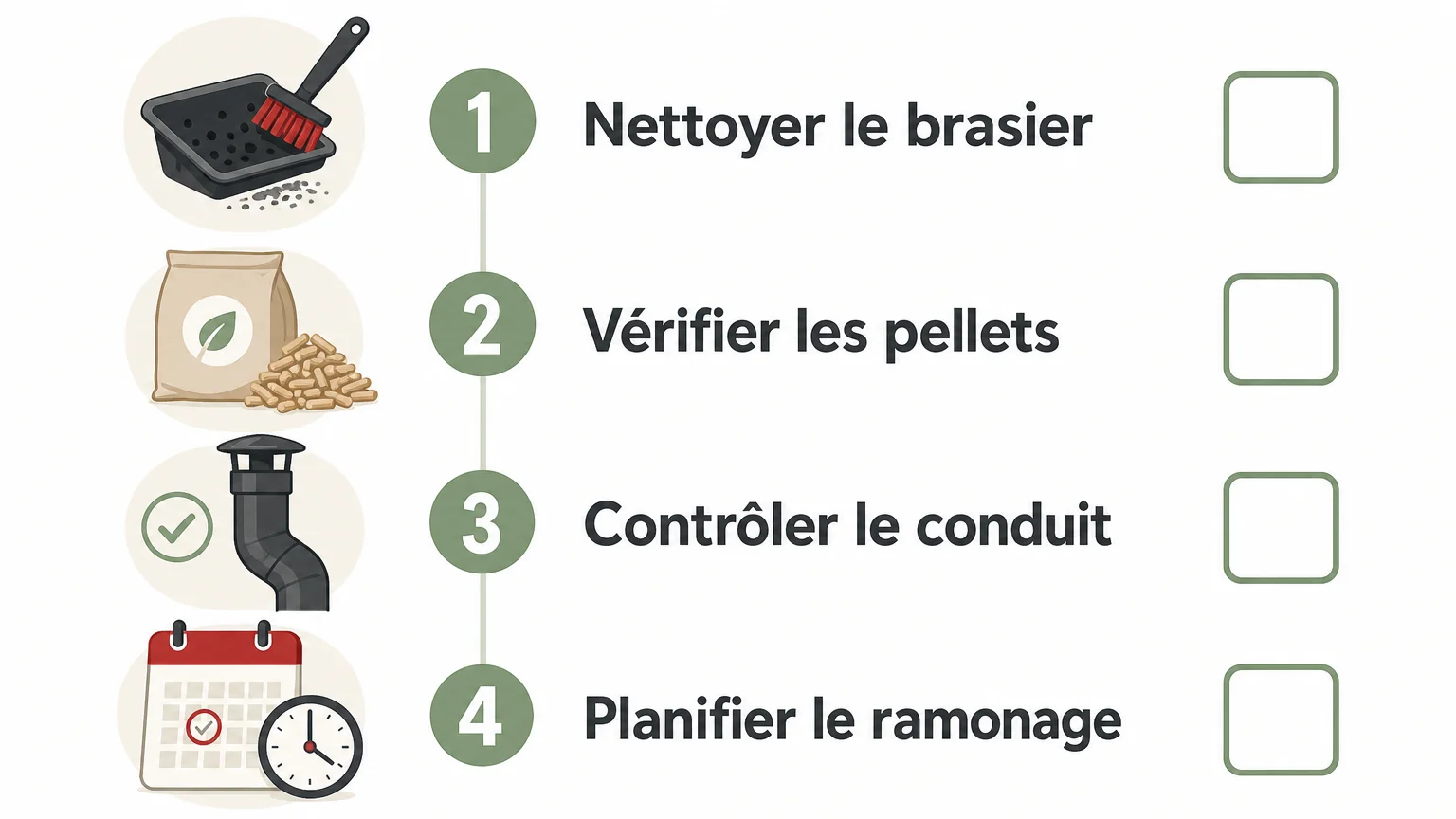 Checklist d’entretien d’un poêle à pellets