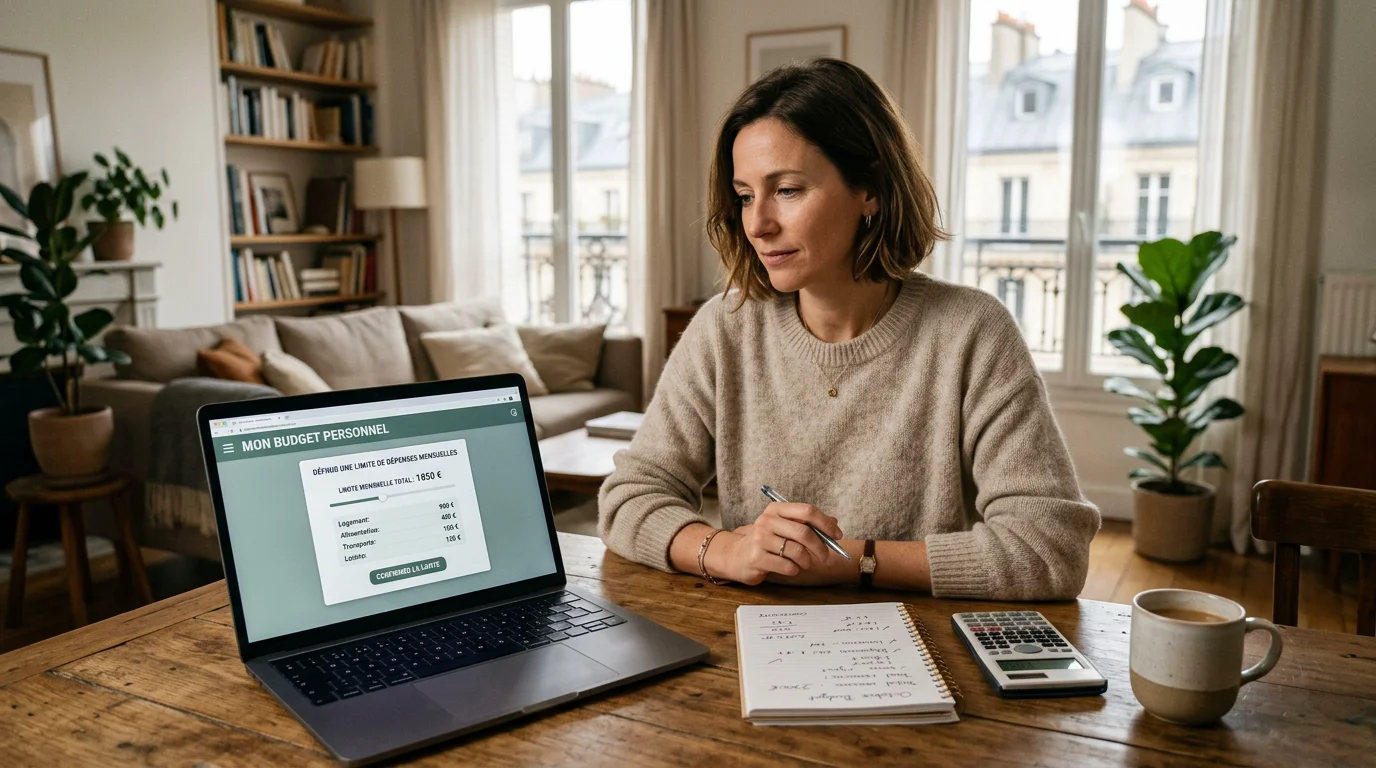 Personne fixant un budget de jeu sur son ordinateur à domicile