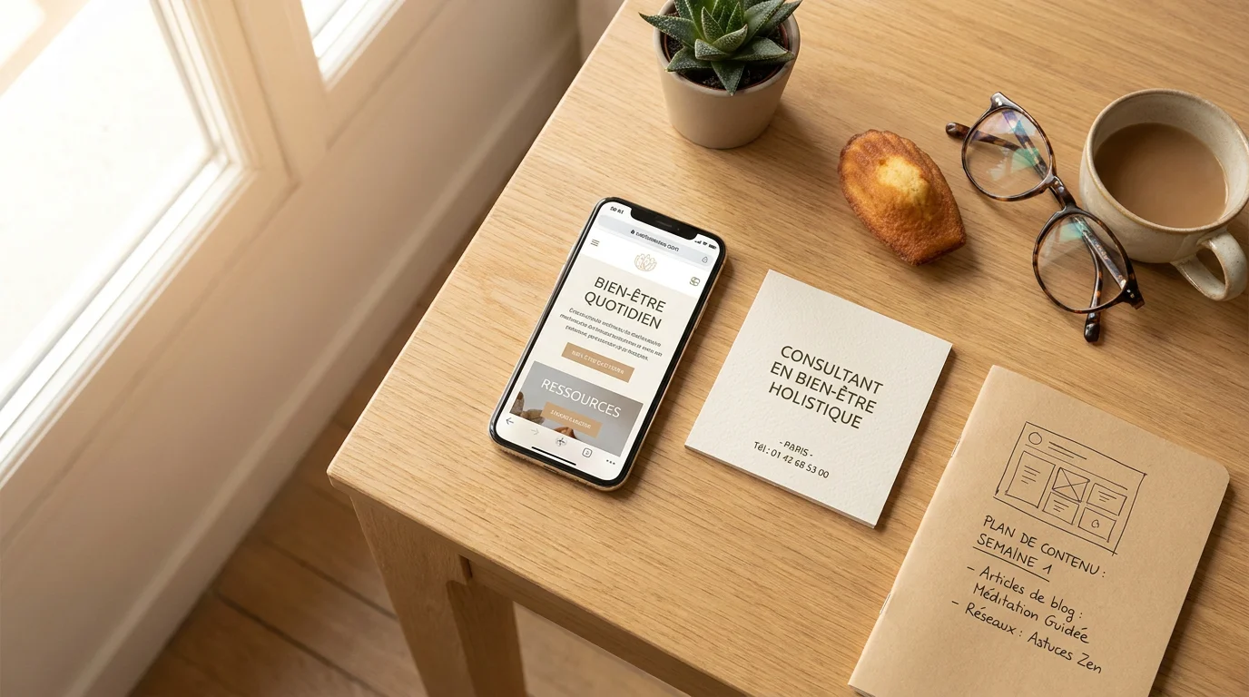 Espace de travail d'un thérapeute avec outils de communication organisés