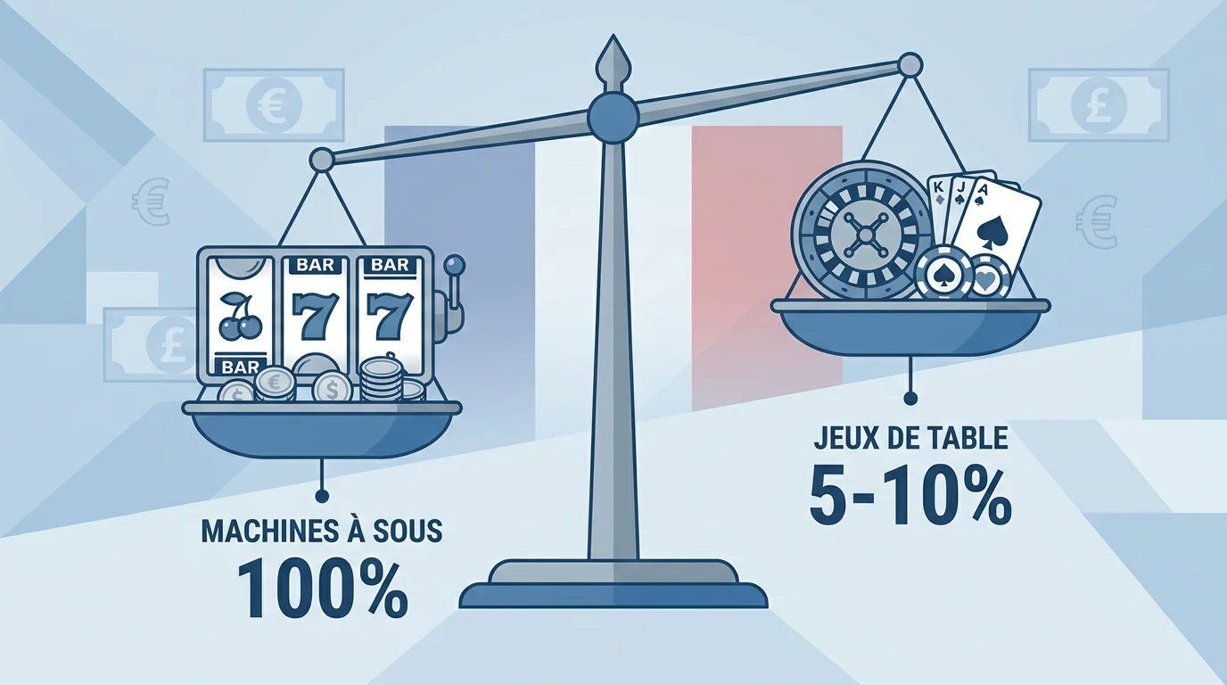 Balance illustrant la pondération des jeux dans les exigences de mise des bonus casino