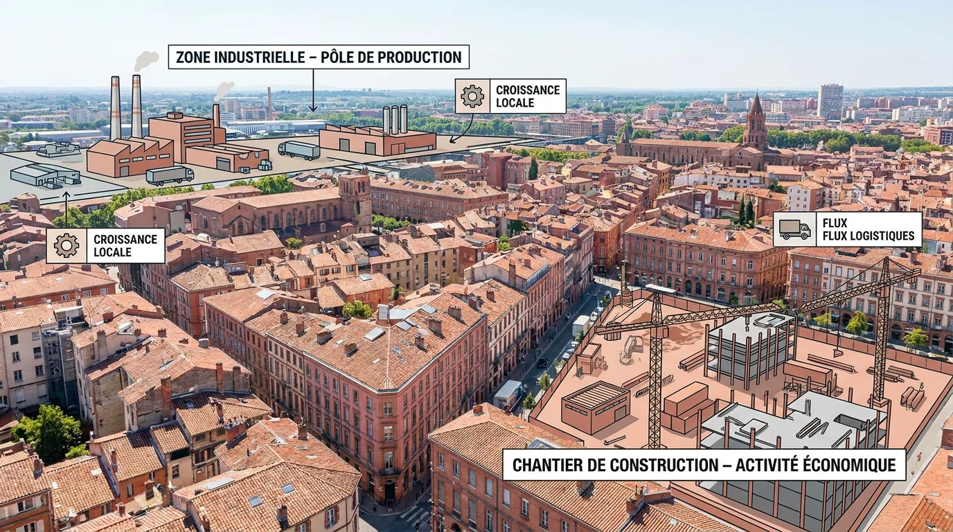 Vue panoramique de Toulouse illustrant le dynamisme économique de la ville et ses secteurs d'emploi en intérim