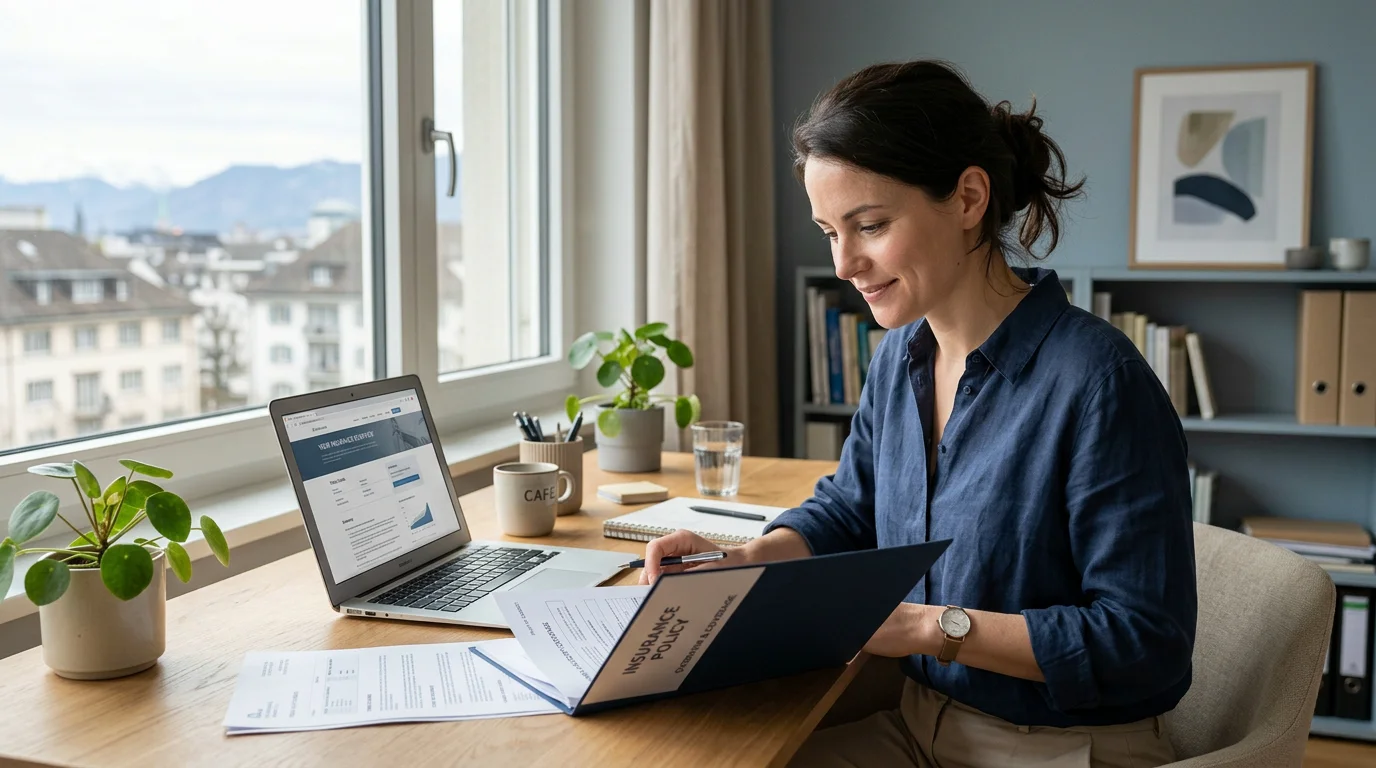 Person comparing health insurance documents at a desk