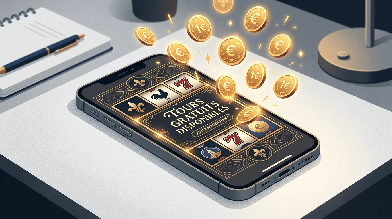 Illustration d'un bonus de tours gratuits sur machine à sous mobile