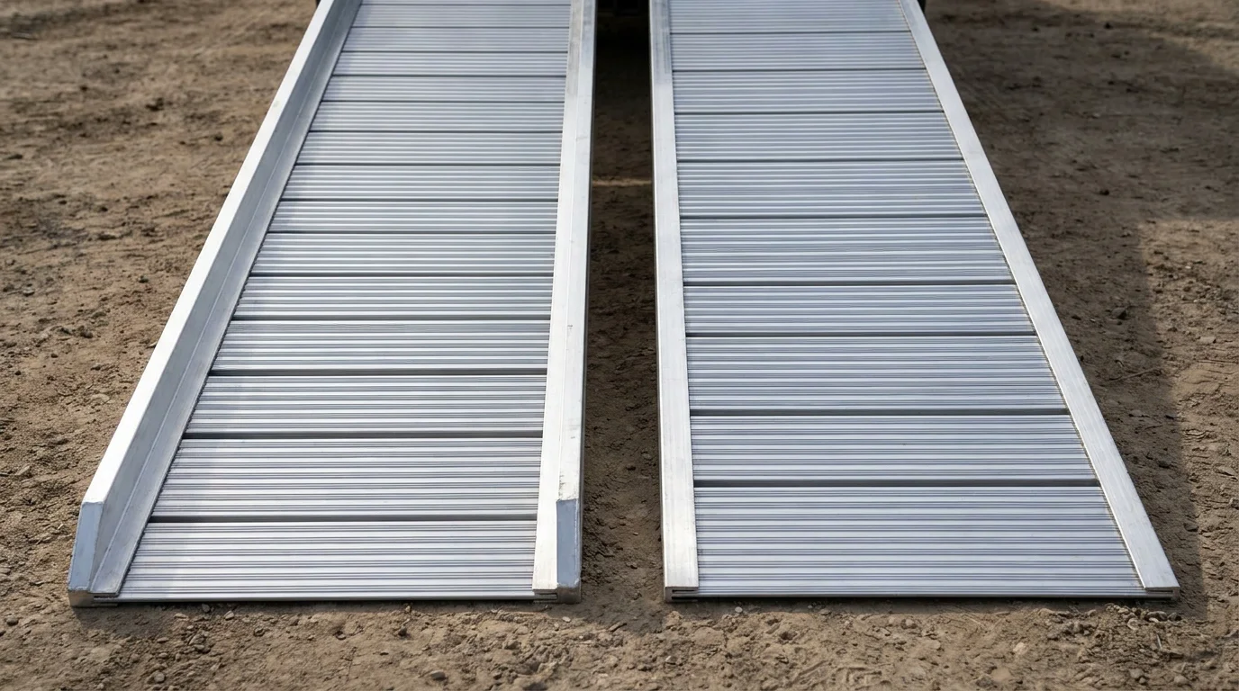 Comparaison de deux rampes de chargement en aluminium avec et sans rebords