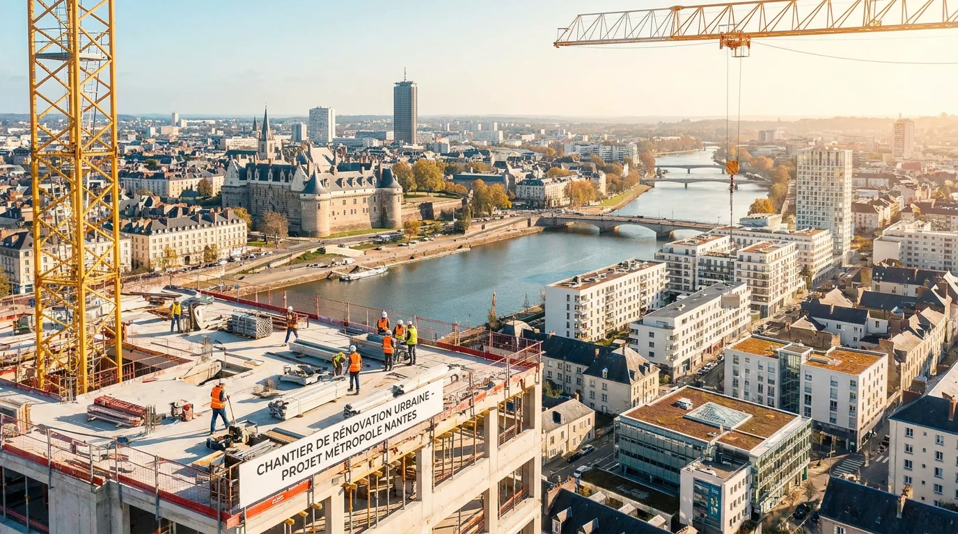 Travailleurs intérimaires sur un chantier de construction à Nantes