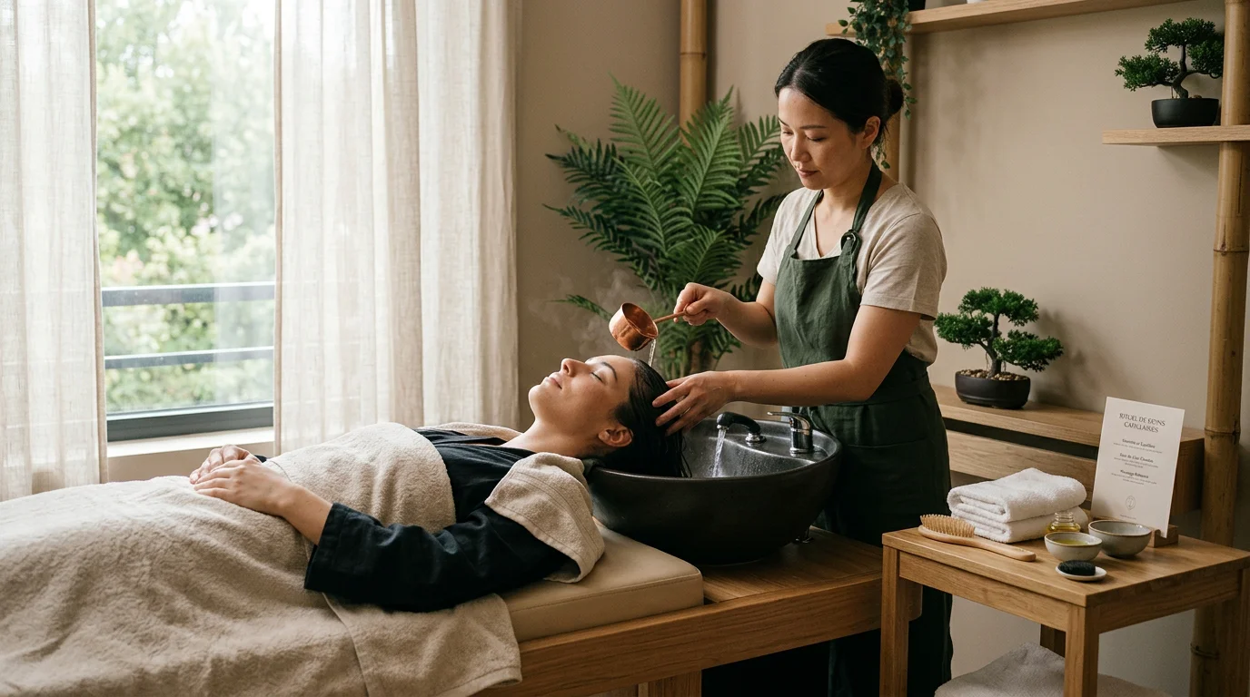 Séance de head spa japonais dans un institut de bien-être