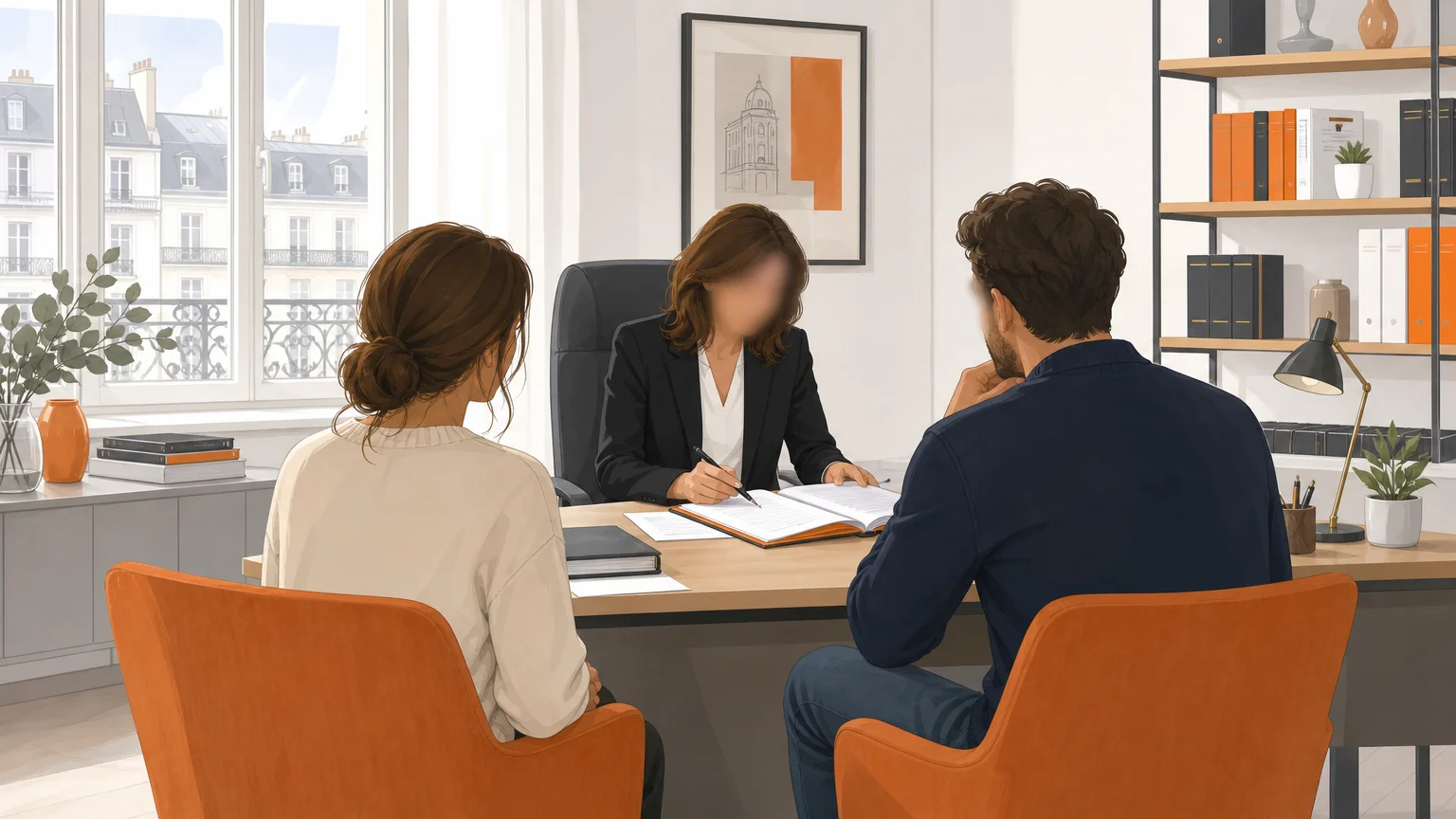 Échange familial anonyme dans un bureau juridique