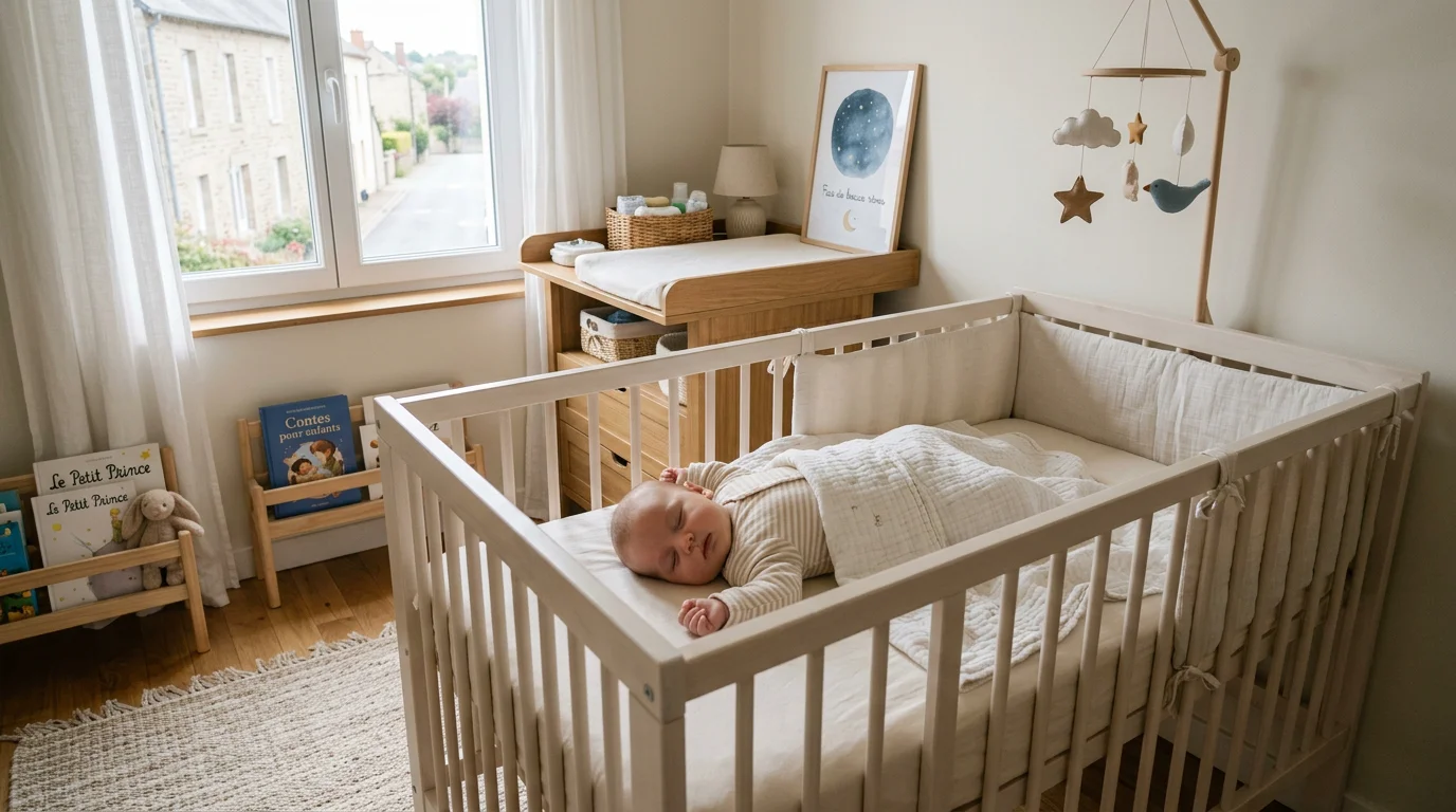 Bébé endormi sur le dos dans son lit selon les repères de l'OMS