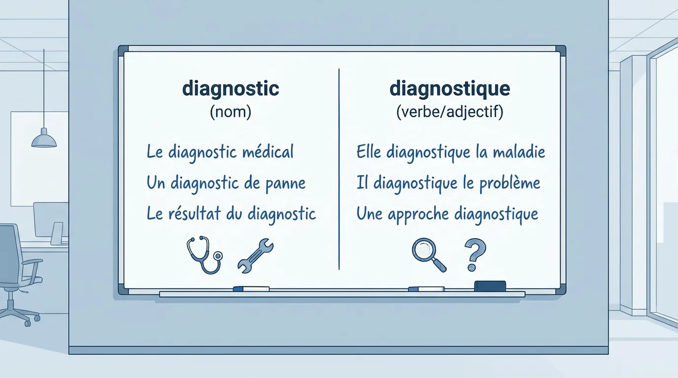 Tableau comparatif des orthographes diagnostic et diagnostique en français