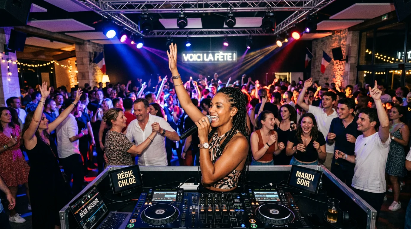 DJ animant une piste de danse bondée lors d'une soirée privée