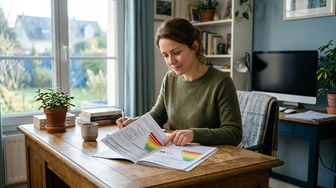 Propriétaire consultant le DPE de son logement à domicile