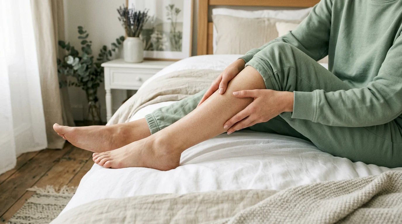 Massage relaxant du mollet dans une ambiance spa apaisante