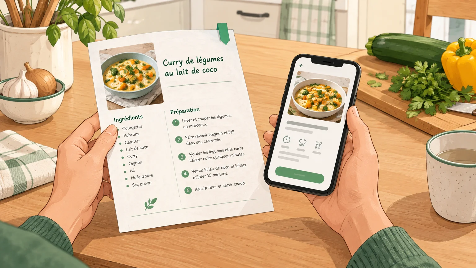Tester une application de recettes à côté d’une recette imprimée