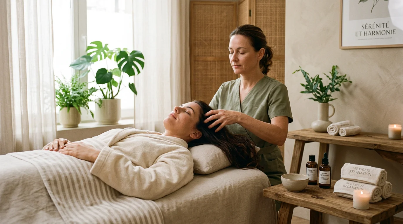 Séance de soin head spa avec massage du cuir chevelu en institut