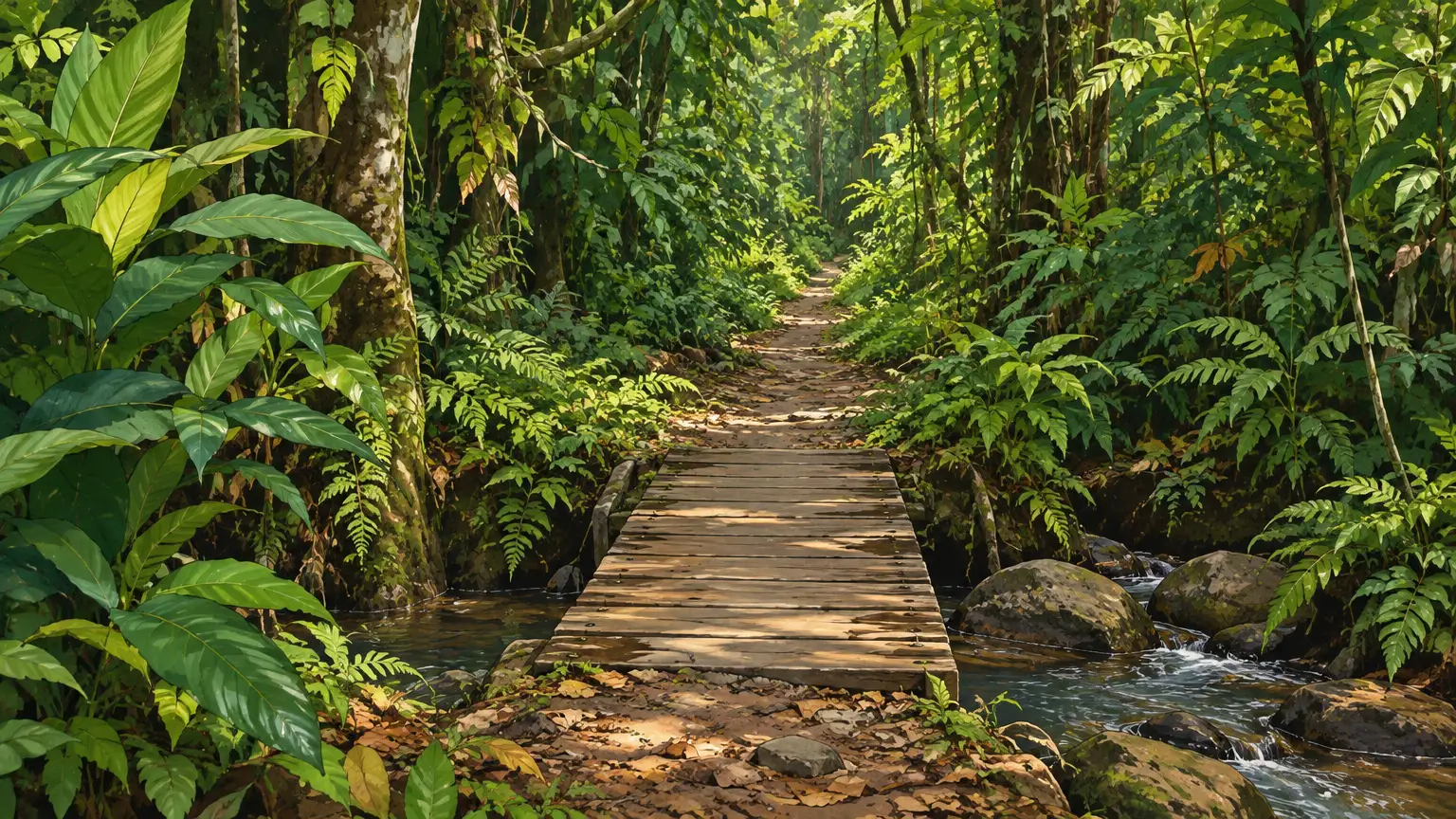 Sentier forestier isolé dans une région tropicale d’Asie