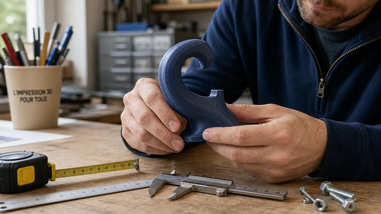 Analyse des dimensions et de la fixation d’un crochet imprimé en 3D