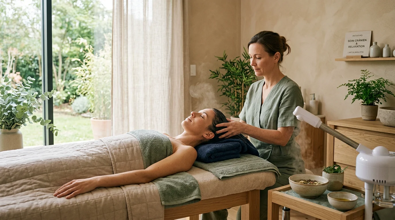 Séance de head spa japonais dans un espace bien-être apaisant