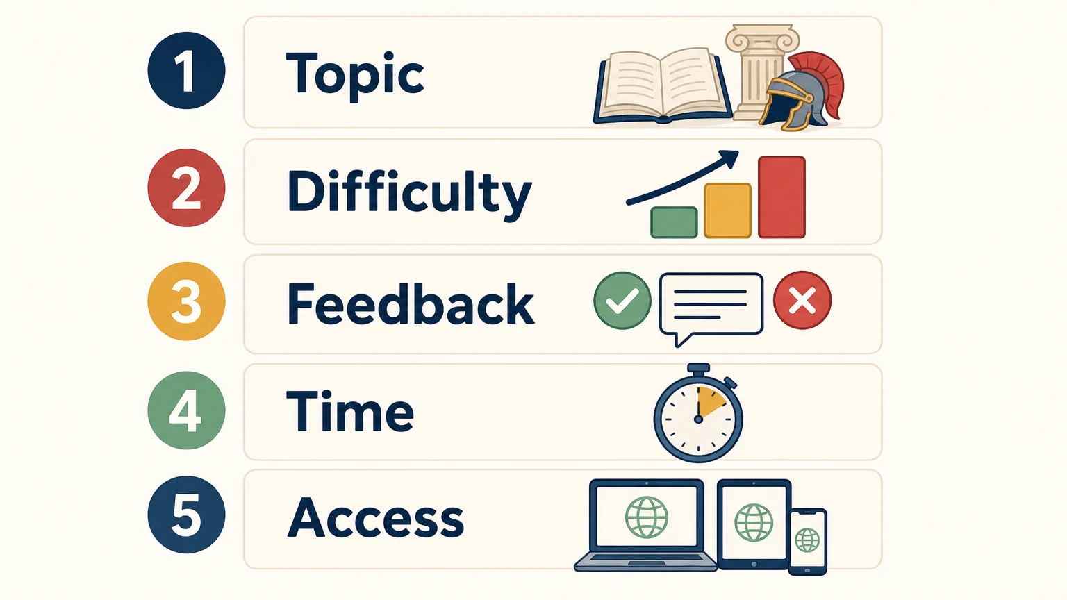 Checklist for choosing a history quiz game
