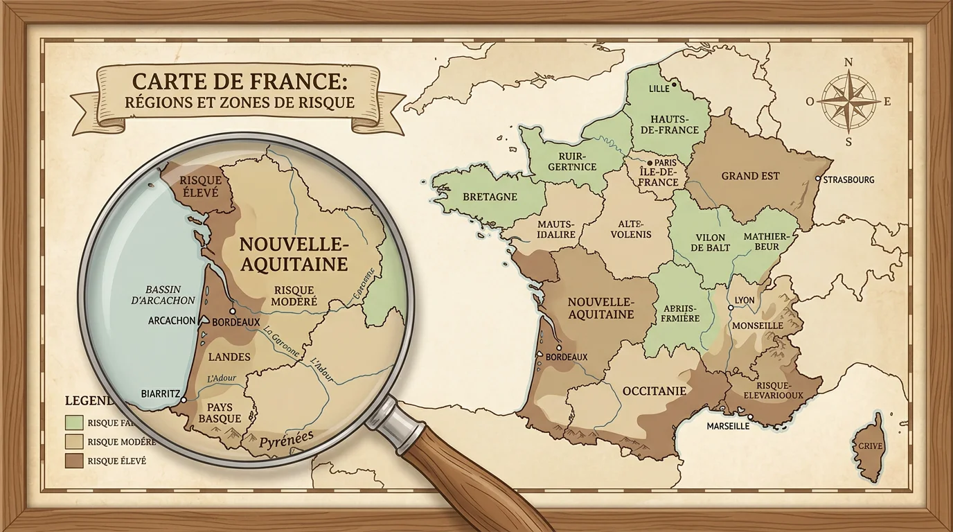 Carte illustrée des zones françaises concernées par le diagnostic termites