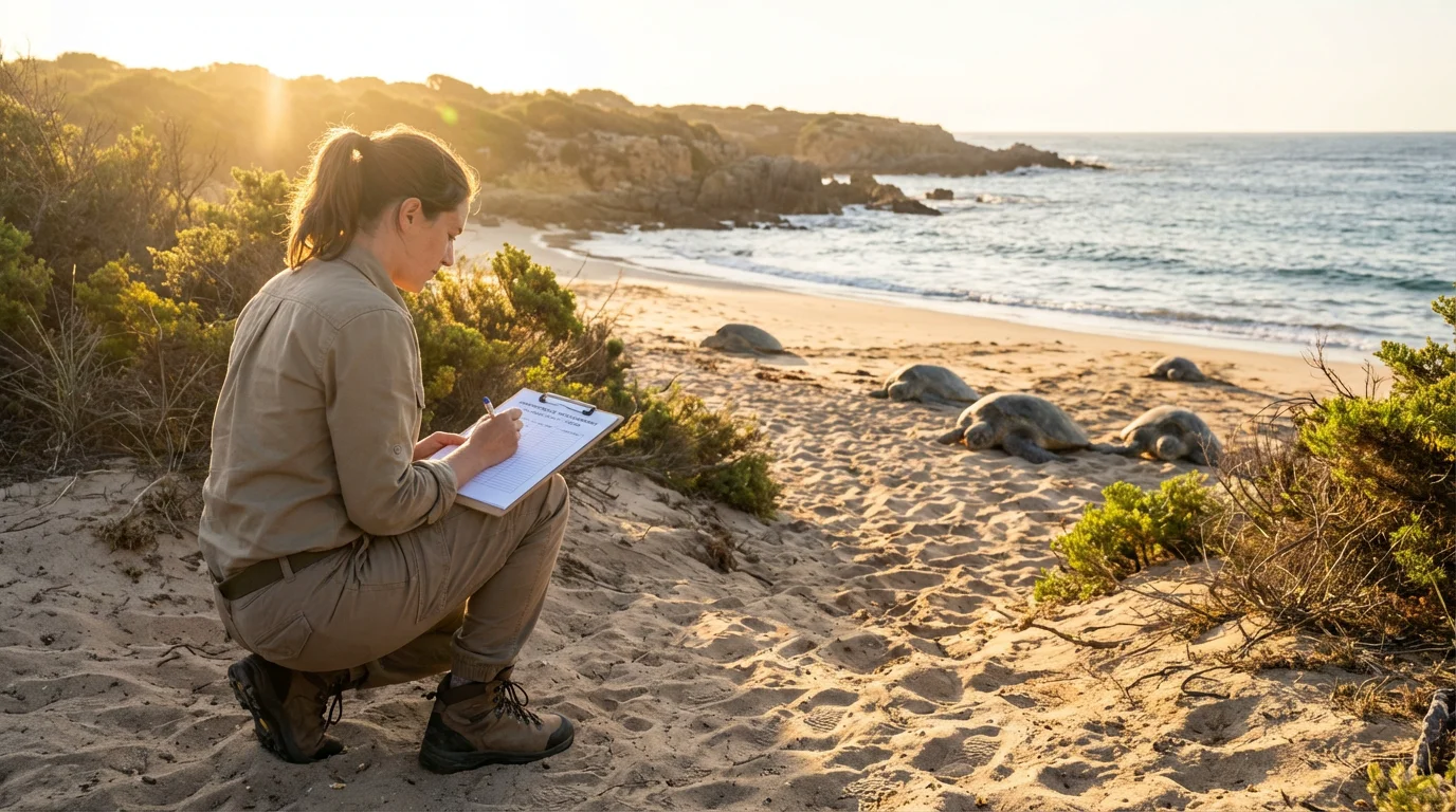Écovolontaire européen observant la faune sauvage lors d'une mission de conservation animalière