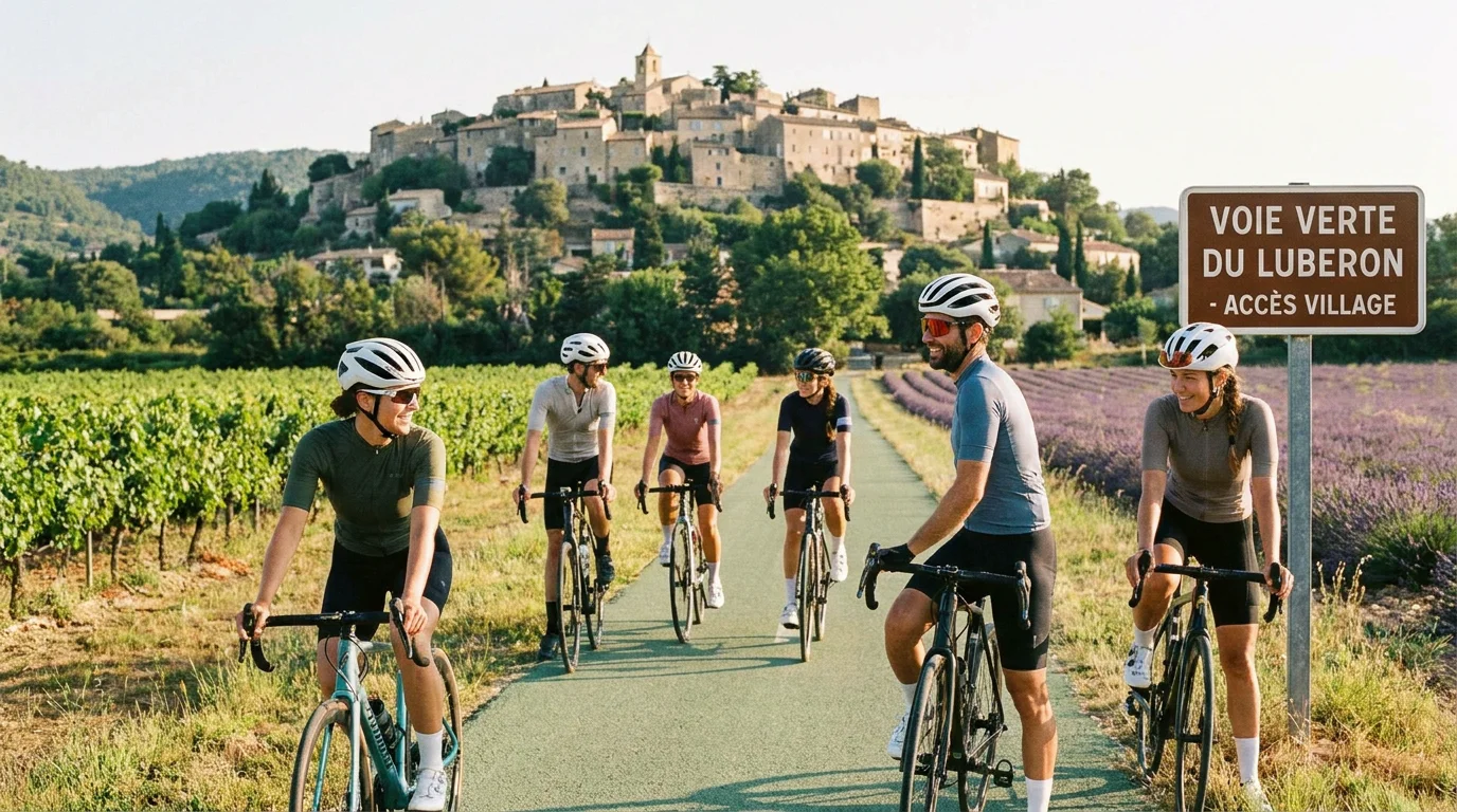 Piste cyclable de la Voie Verte du Calavon près de Coustellet dans le Luberon
