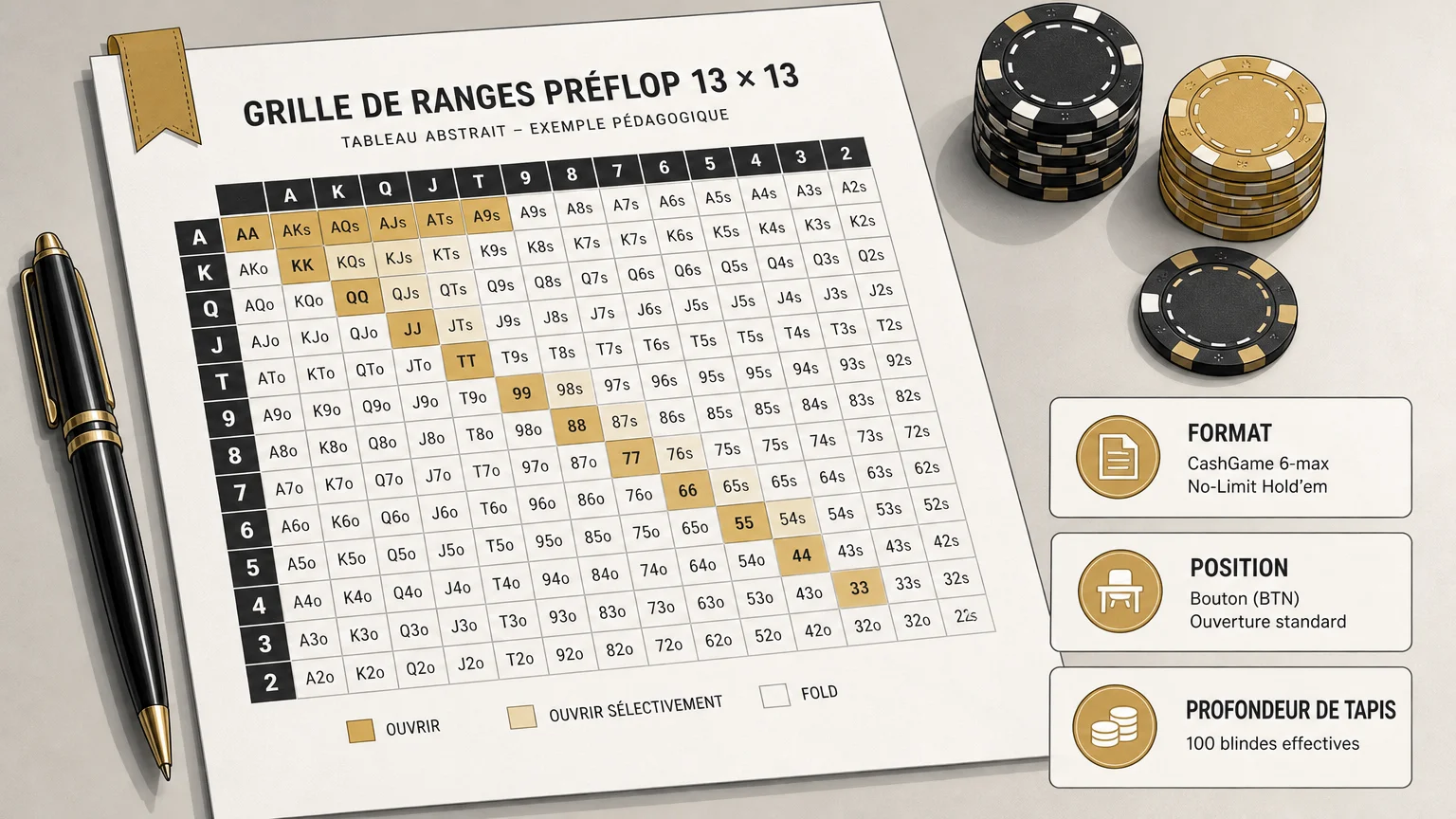 PDF de ranges préflop vérifié selon le format et la position