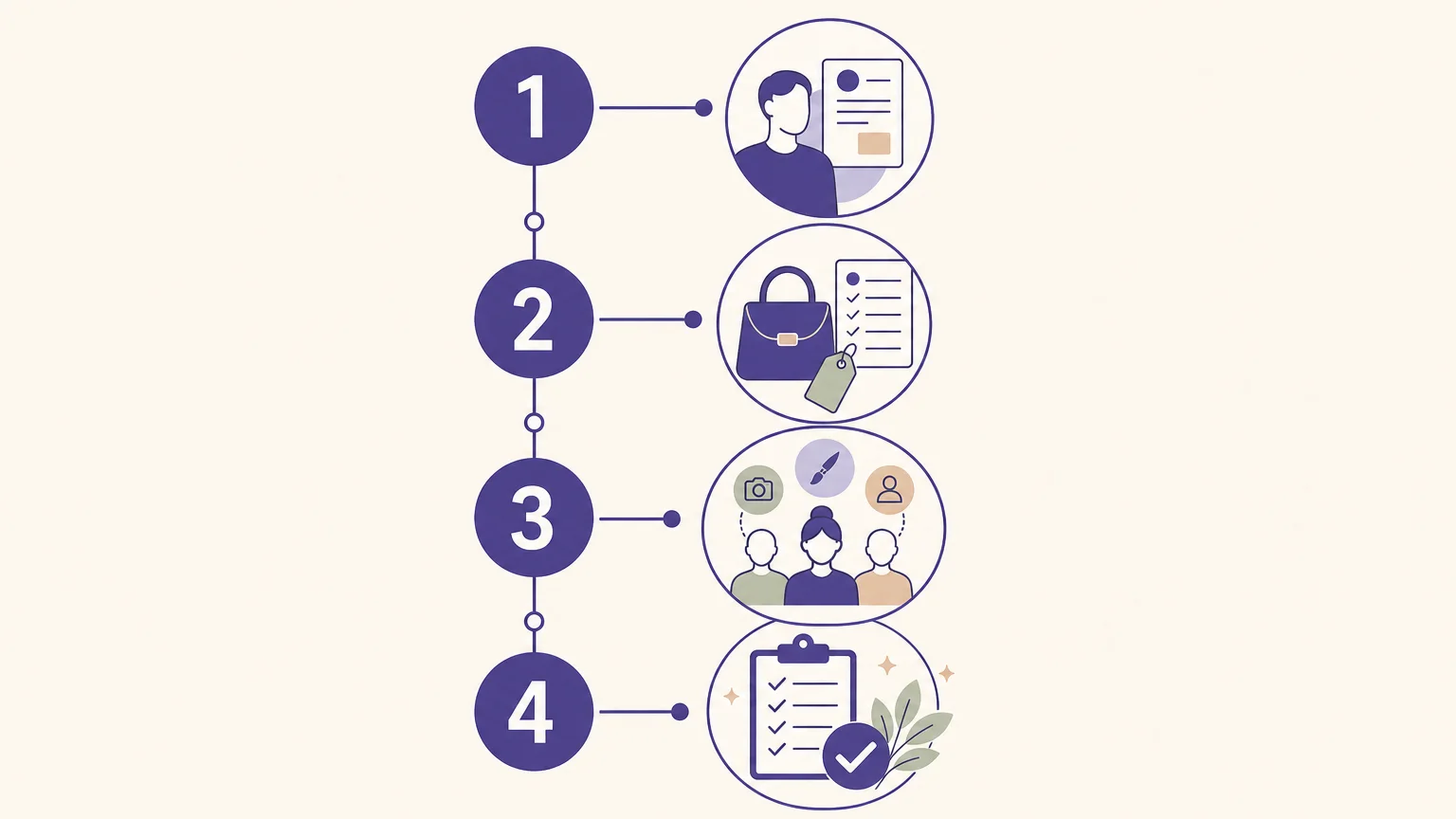 Checklist infographic illustrating four criteria for choosing and reviewing multi-reference image results