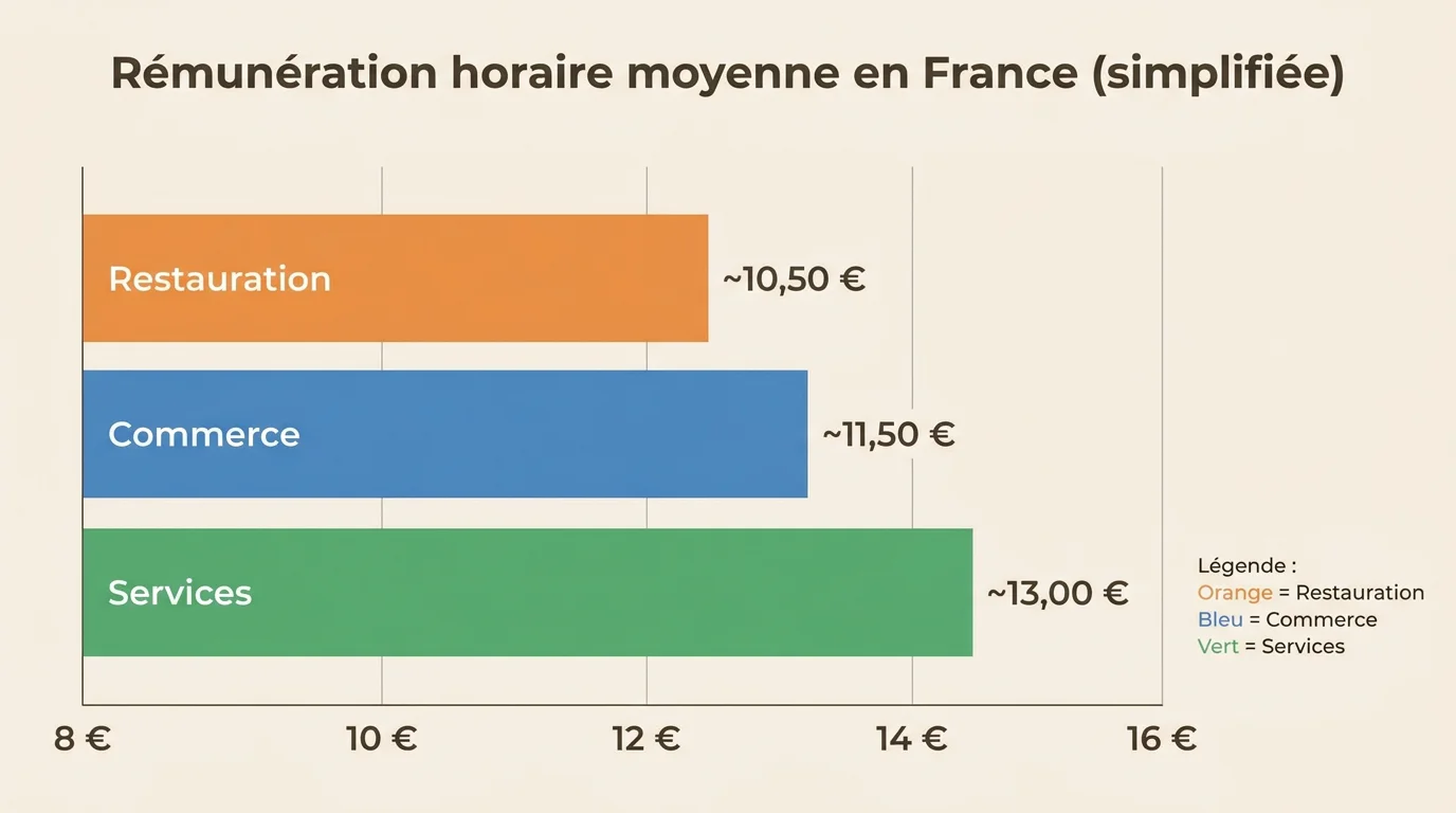 Graphique illustrant les rémunérations horaires des jobs de week-end à Paris