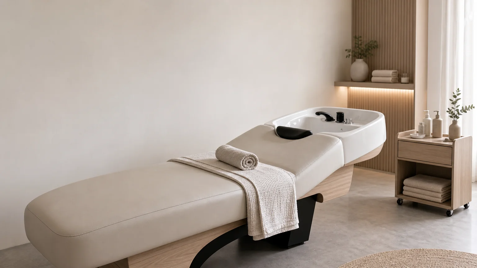 Mobilier et tables de massage Head Spa dans un espace professionnel