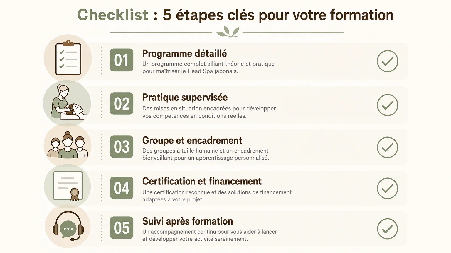 Checklist des critères pour choisir une formation Head Spa
