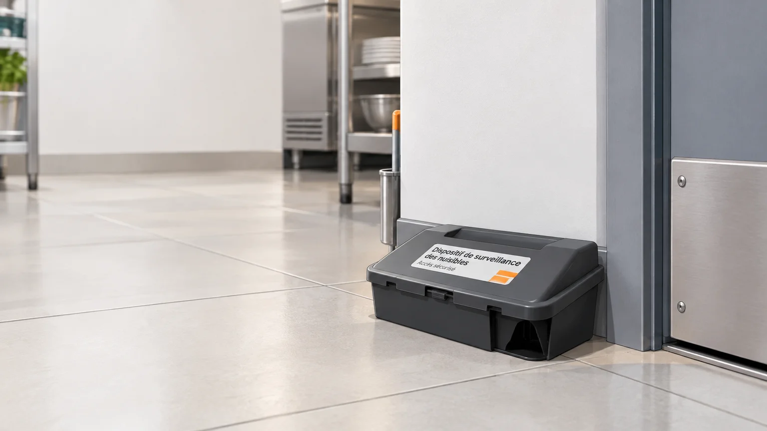Dispositif de surveillance sécurisé près d’une porte de service de restaurant