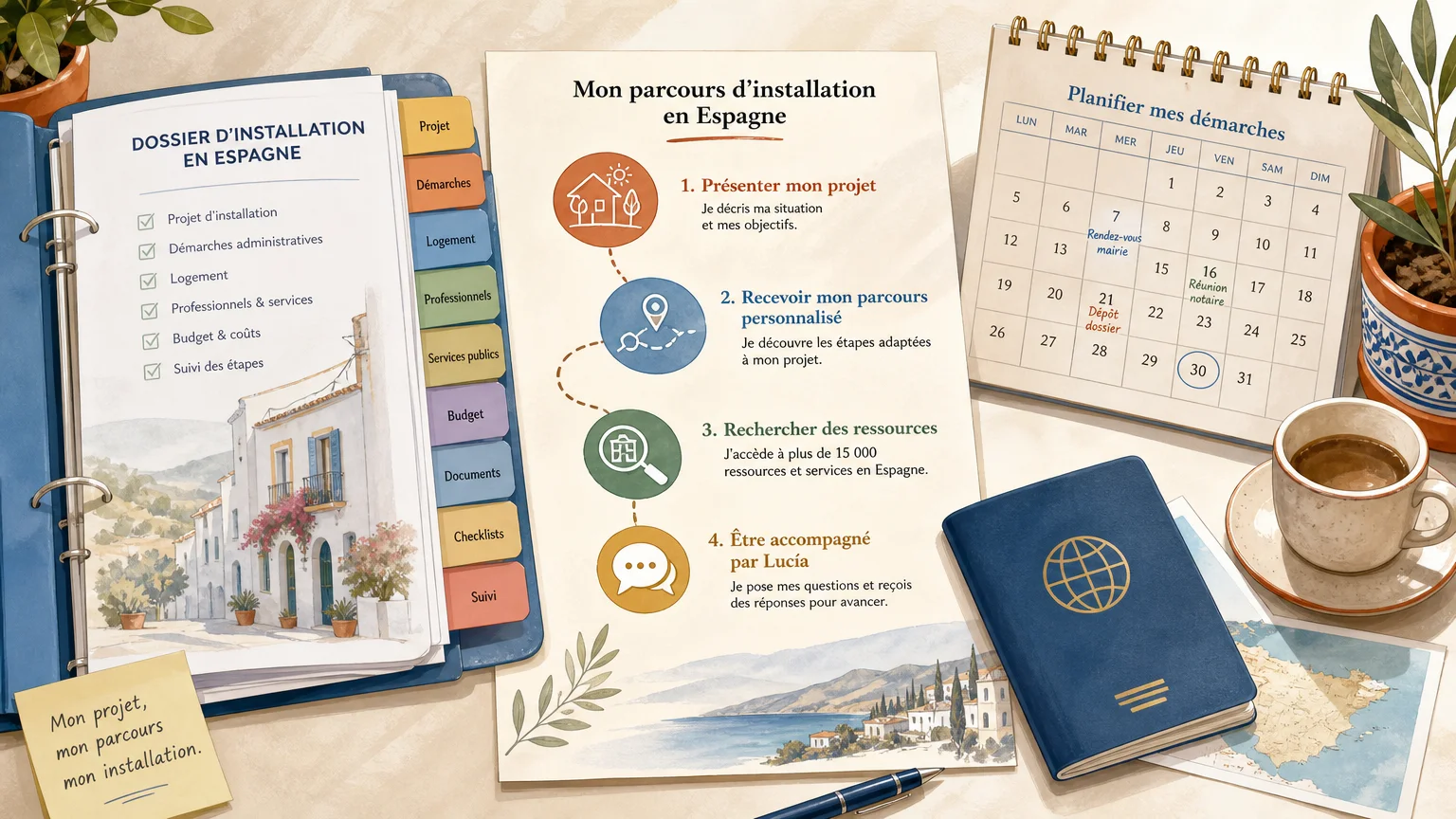 Dossier organisé pour préparer une installation en Espagne