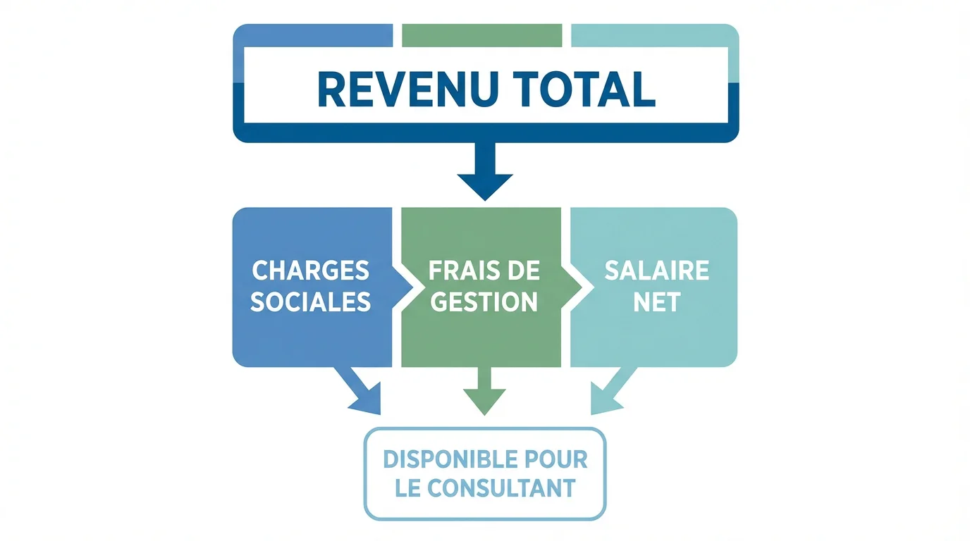 Schéma de répartition du chiffre d'affaires en portage salarial