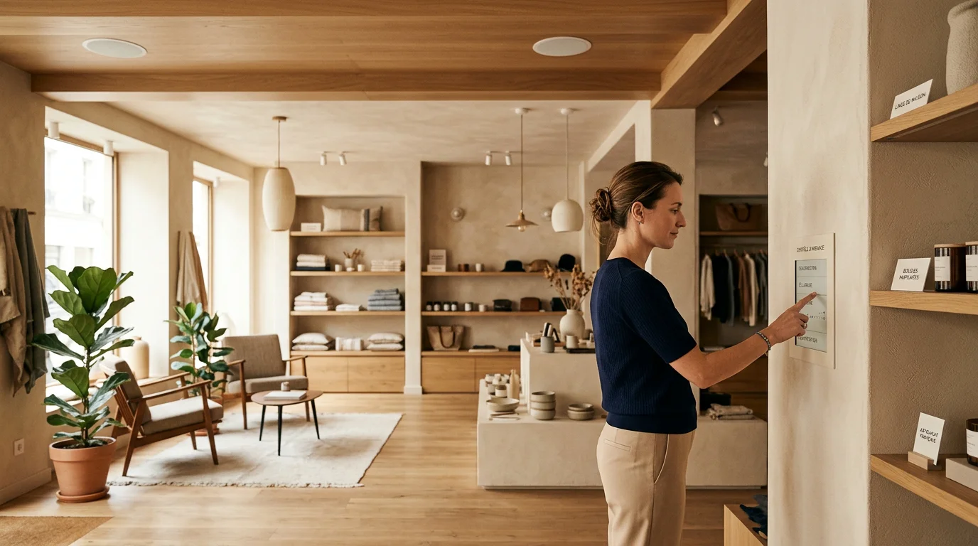 Commerce équipé d'une sonorisation d'ambiance multizone avec enceintes de plafond