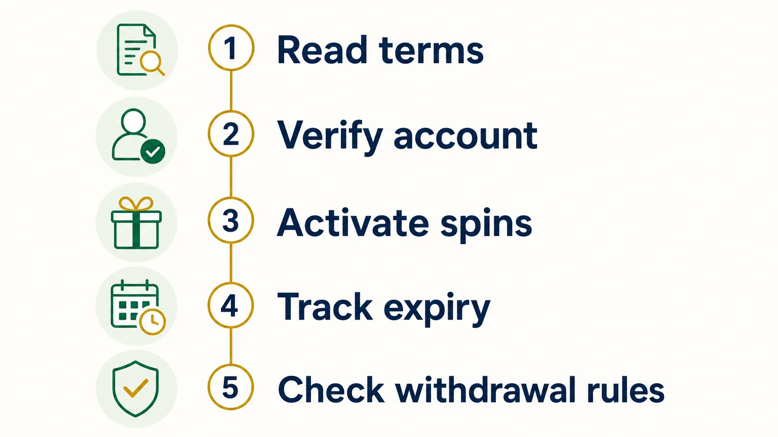 Five step checklist for claiming free casino spins