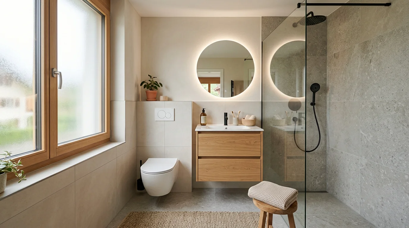 Salle de bain moderne rénovée avec douche à l'italienne