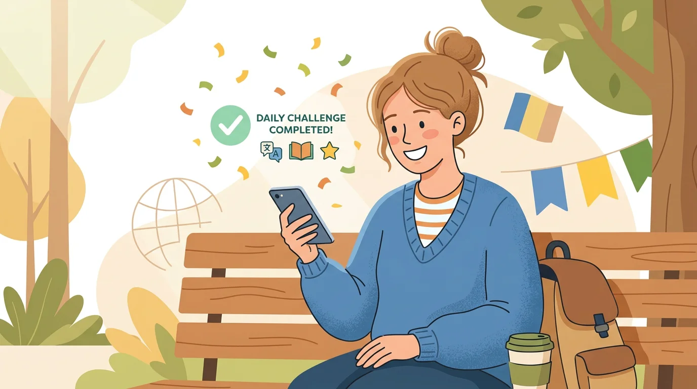 Person finishing a quick daily geography challenge on a phone
