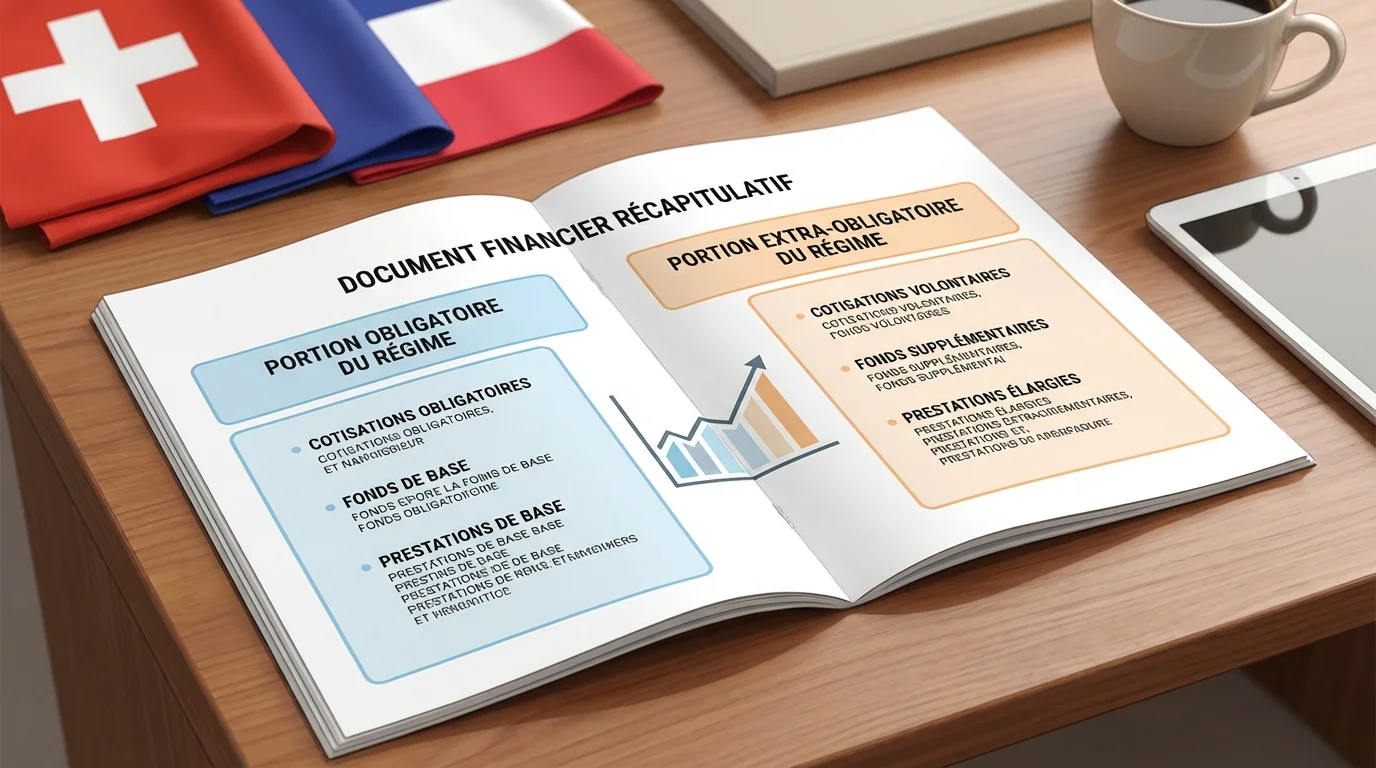 Illustration des parts obligatoire et surobligatoire du 2e pilier suisse lors d'un départ en France