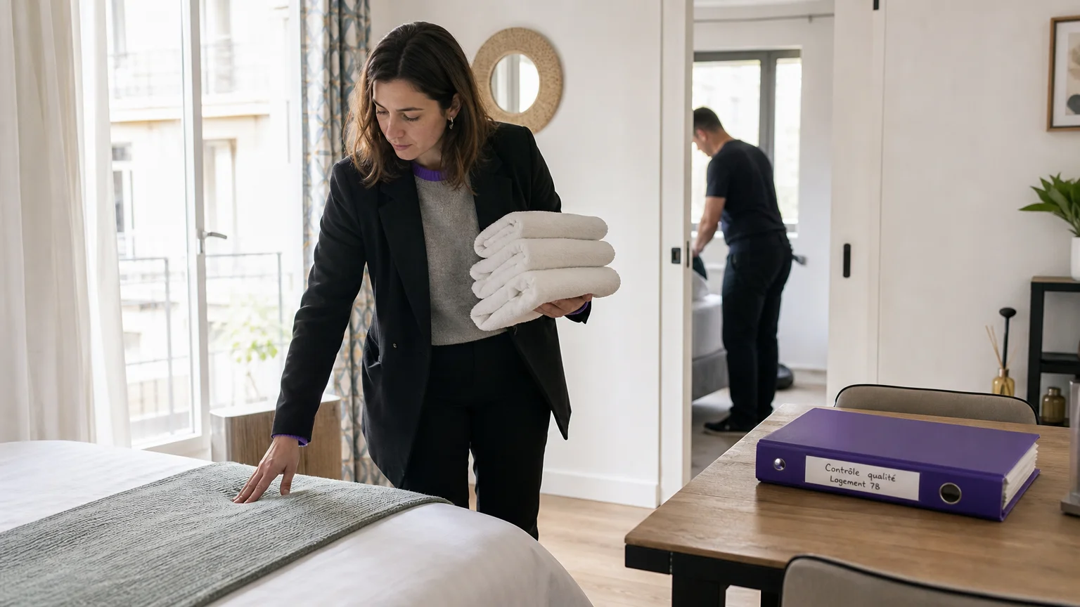City manager contrôlant la qualité d’un logement après le ménage