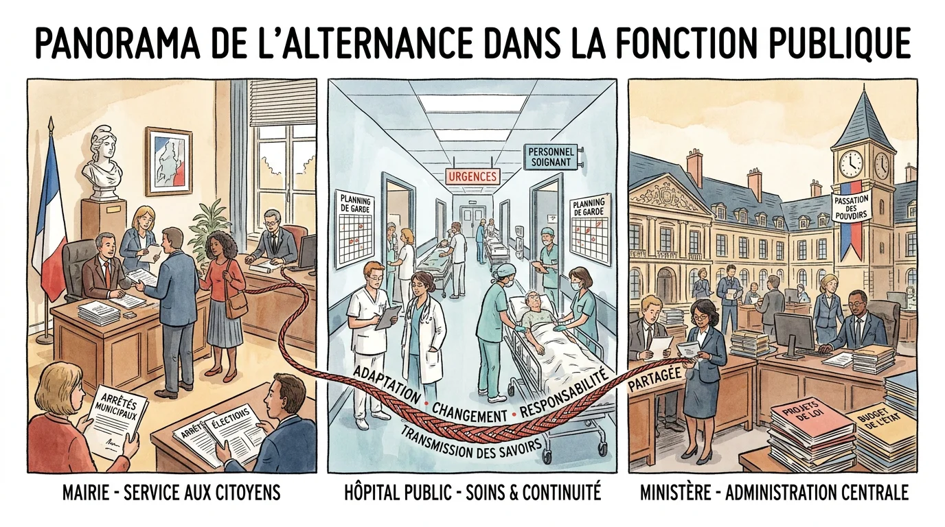 Les trois versants de la fonction publique accessibles en alternance en France