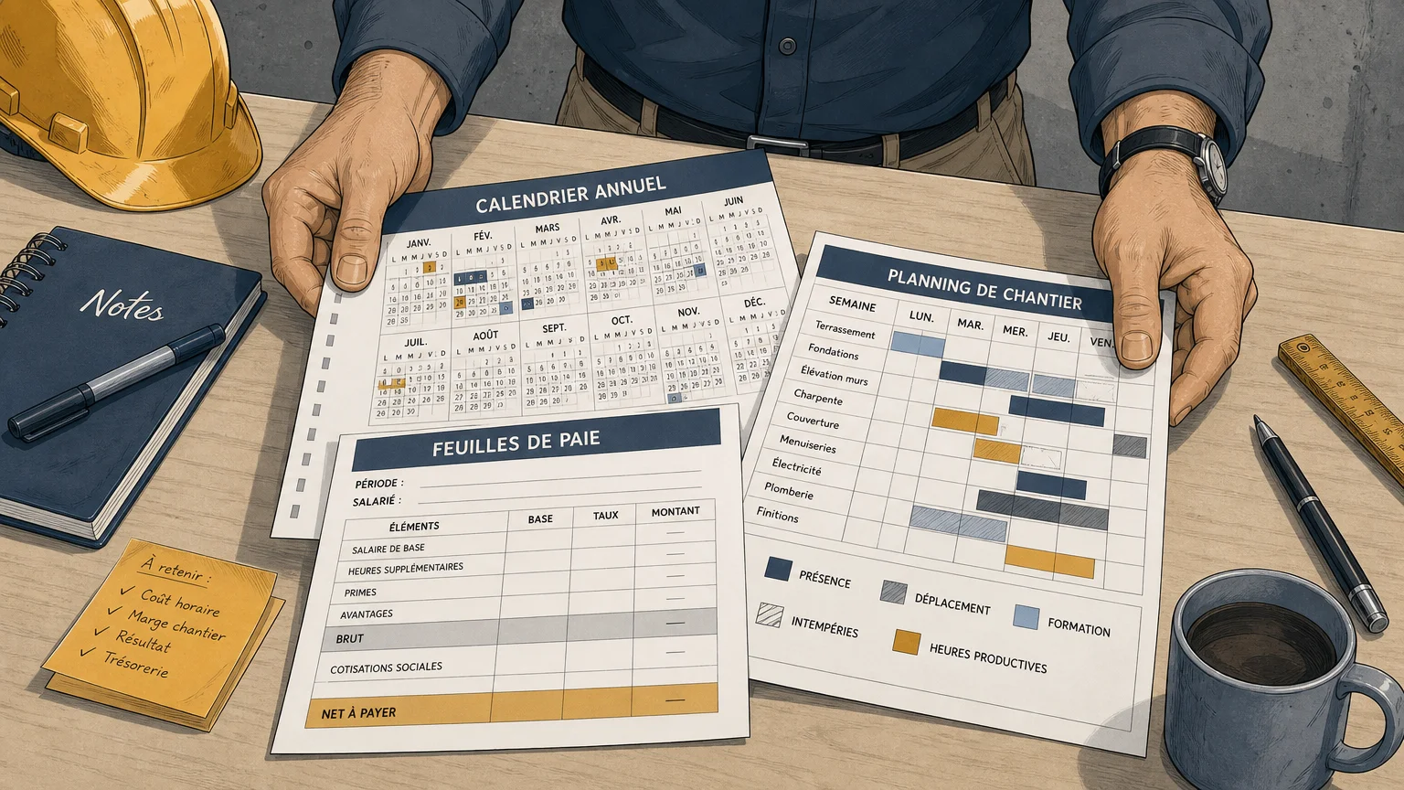 Calcul des heures productives d’un salarié du bâtiment