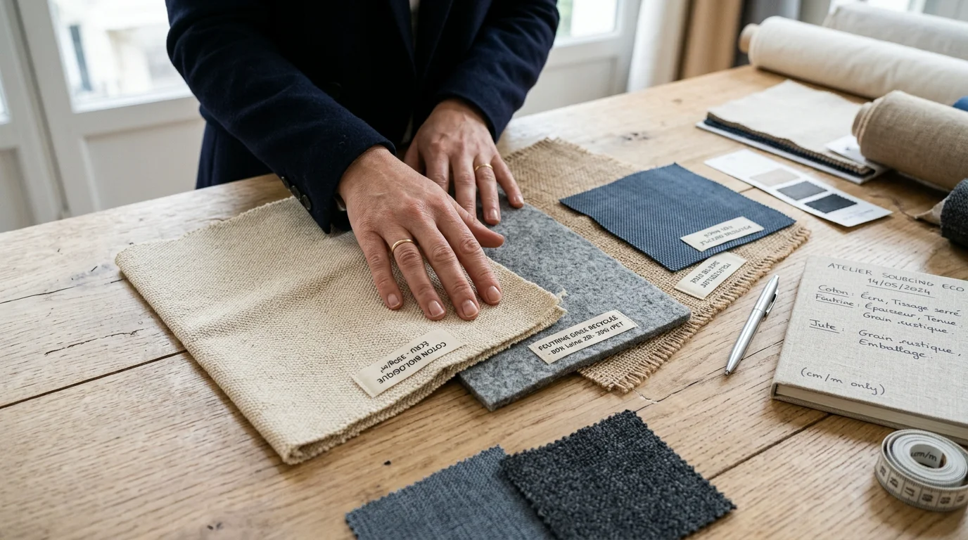 Échantillons de matériaux textiles écoresponsables pour sacoches personnalisées