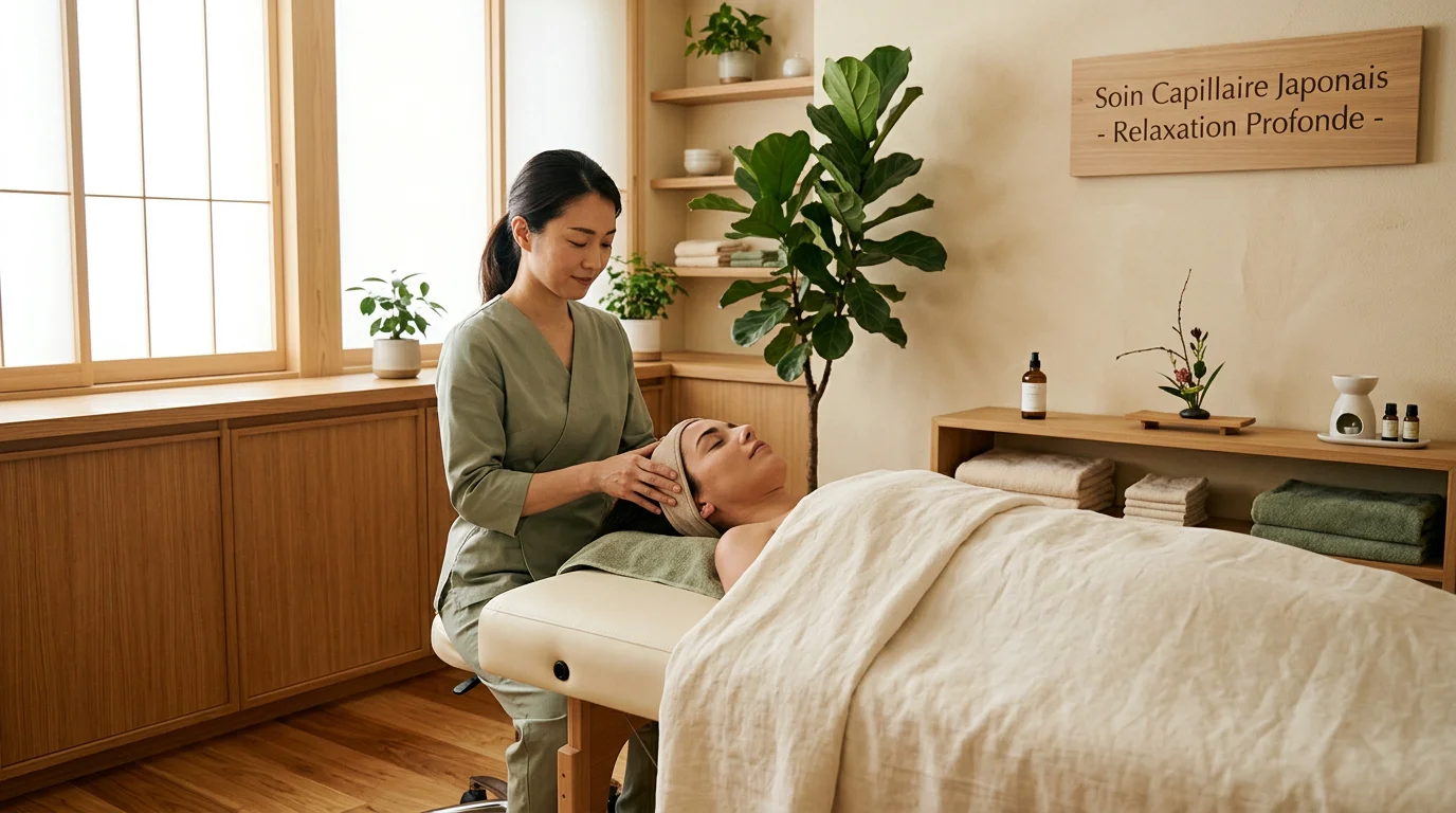 Soin head spa japonais dans un espace bien-être apaisant